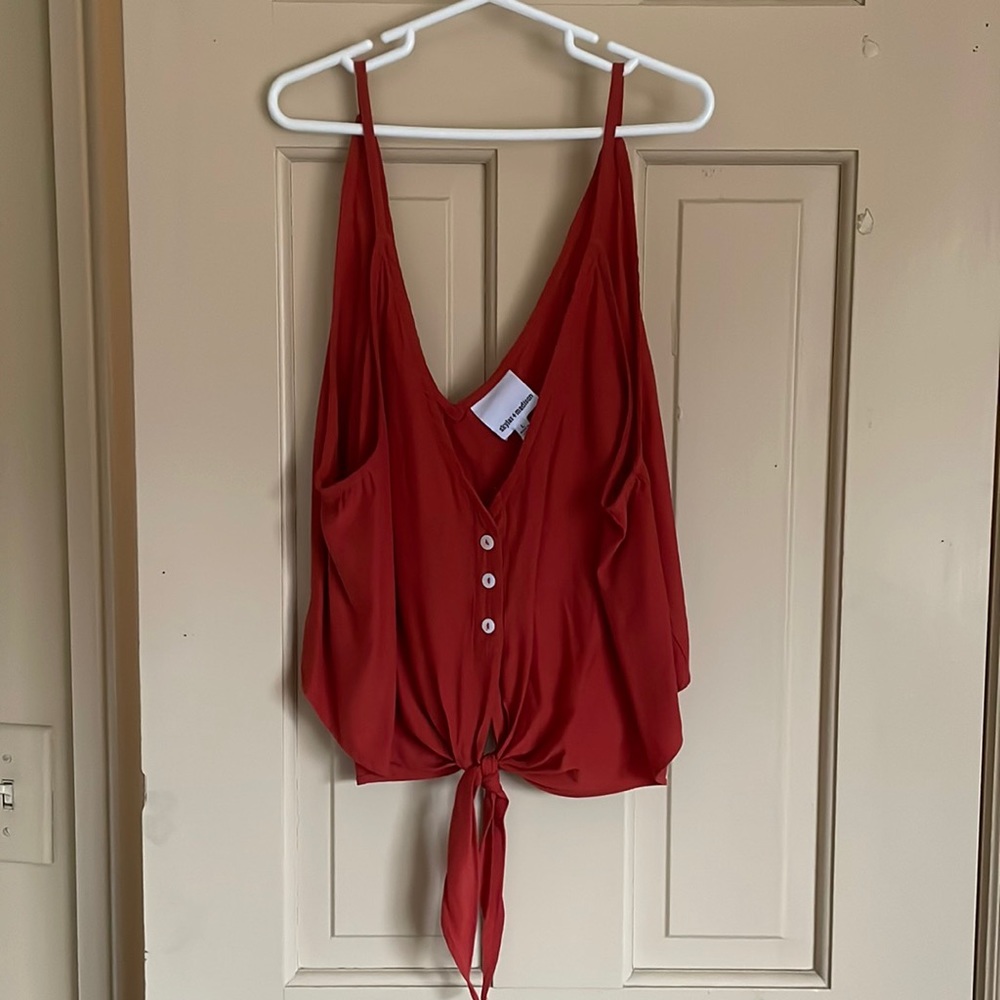 Rust Tie Front Crop Top